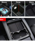 Tesla Model S X Center Console Organizer with armrest, 2.9 inch cup holder, neat custom tray, 2016-2021 models, clutter-free interior