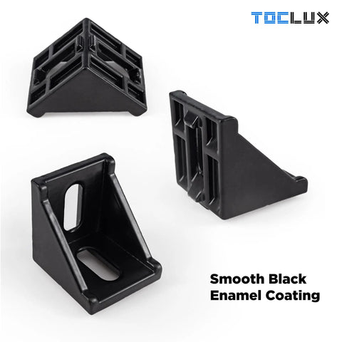 Beefy Black 4040 Aluminum Extrusion Corner Bracket Kit with 20 corner brackets showing smooth black enamel coating for 40 Series profiles