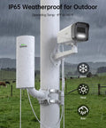 Long Range Wireless Bridge Kit With 3MP IP Camera For Barns, Farms, Ranches, Warehouses And Factories Security, mounted in rain