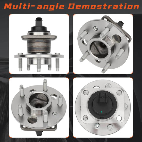 Multi-angle view of Rear Wheel Hub & Bearing Assembly Pair for Buick LeSabre/Lucerne/Park Avenue/Riviera, Cadillac, ABS compatible