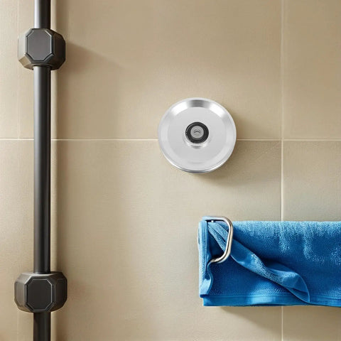 Aluminum Alloy Fitness Pulley With Quiet Operation And Heavy Duty Bearing, 551lb Load Capacity on gym wall with blue towel