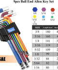 Premium 18 Piece Allen Wrench Set With SAE And Metric Hex Keys in a portable case, showing color-coded ball end keys.