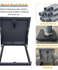 All Weather Heavy Duty Aluminum Roof Hatch Cover Attic Access Lid For Outdoor Roofs And Skylights Rust Resistant Leakproof Seal Emergency Access Yard Ready And School Factory Home Use 65x45cm, open view