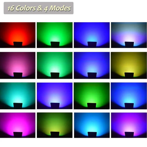 RGB LED Flood Lights 50W Outdoor Super Bright Spotlight with 16 Colors Remote Control Floodlight showcasing color options