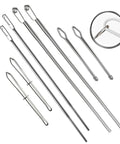 8 Piece Drawstring Threader Tool Set Stainless Steel 4 In 1 Kit with threaders and magnifying detail view