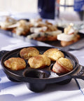 Cast Iron Escargot Dish With Six Holes, 5.75 Inch, Matte Black, Oven Safe To 500F, Brass Knob, Enamel Bottom, Works On All Stovetops, Made In France, One Of A Kind Kitchen Essential with baked goods