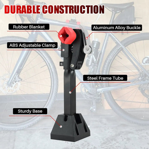 Wall Mount Bike Repair Stand With Foldable Heavy Duty Maintenance Rack And Adjustable Clamp for Versatile Bikes, side view
