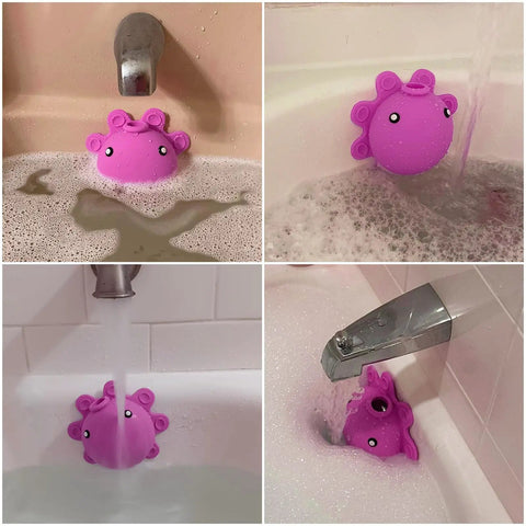 Deep Pink Silicone Bathtub Overflow Drain Cover With Strong Suction Cups For Extra Water And Longer Soaks under faucet