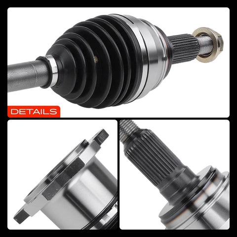 Front CV Axle Shaft Assembly Pair For GM Trucks And SUVs Left And Right Fitments, detailed views of shaft and fittings