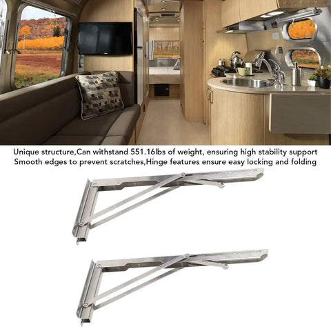 Heavy Duty Folding Shelf Brackets Stainless Steel Wall Mounted 15.6 Inch Load 551 Lbs in modern RV kitchen setting