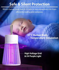 Rechargeable USB Bug Zapper With 360 Degree UV Light And Hidden Electric Grid beside a sleeping baby