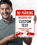 No Parking Sign For Biz Use, Custom Reserved Parking Sign 10x14 Inches, Rust Free 040 Aluminum, Fade Resistant, Made In USA in hand