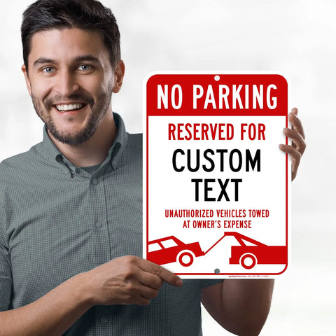 No Parking Sign For Biz Use, Custom Reserved Parking Sign 10x14 Inches, Rust Free 040 Aluminum, Fade Resistant, Made In USA in hand