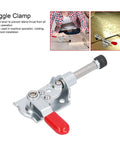 Push Pull Toggle Clamp Set For Quick Positioning And Release, 40 Kilogram Holding Capacity, Heavy Duty Testing Jig Accessories For Home Decor And Equipment Installations, Easy Clamp Release And Fast Setup; stainless steel clamp with red handle