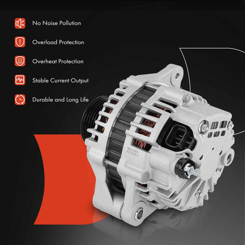 Replacement 12V 90A Alternator With 6 Groove Pulley And 2 Pin Plug For Honda Passport 1999-2002 And Isuzu Amigo 1998-2000 V6 3.2L