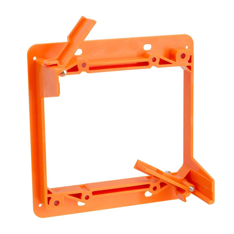 Low Voltage Dual Gang Mounting Bracket For Drywall Backless Old Work Wall Plate, 2-Gang, Plug-and-Play in orange PVC