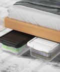 Two Pack 14 Quart Stackable Plastic Storage Bins With Lids For Shoes And Crafts Organization On Closet Shelves In The Garage Or For Totes Tubs And Boxes Durable Clear Bins For Easy Labeling And Access under bed