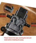 12V Diaphragm Water Pump 1.5 GPM At 100 PSI Self Priming DC Fresh Water Pump for RV Camper Boat with inlet and outlet dia details