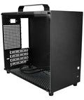 V500 Mini Portable ITX Case With Handle, Full Side Transparent Acrylic DIY Desktop Mini Tower For MATX Builds, Supports Up To 320mm GPU, Black, Tool Free Assembly, Easy Carry, Peel Off Protective Film After Build, visible side view