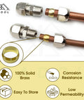Brass compression fitting with ferrule sleeve for 5/8 inch copper tube; solid brass, corrosion resistant — close-up view