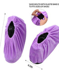 Must Have Reusable Non Slip Shoe Covers Set Of 5 Colorful Washable Thickened Boot Covers For Home Office Lab Purple Detail