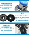 Pro Grade Heavy Duty 17 Inch Floor Polisher And Buffer Machine with copper motor, brush heads, storage rack shown