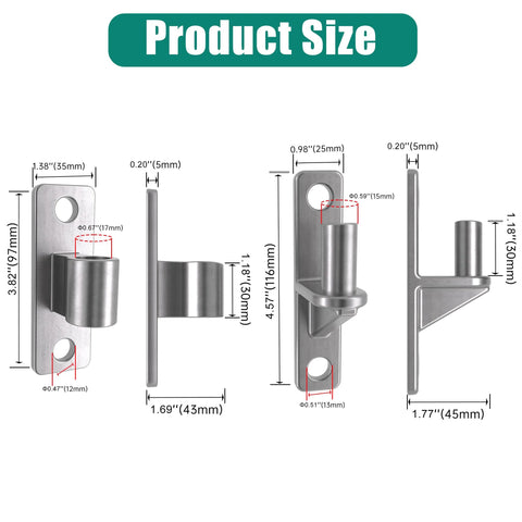Two-pack 304 stainless steel wall-mounted gate hinges with 5/8 in pin; for farm gates and wood fences, 600 lb load
