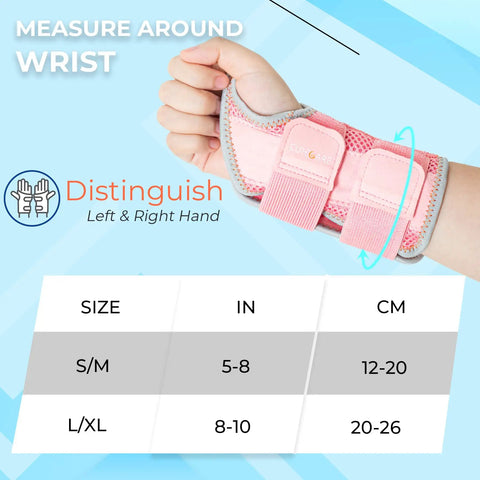 Breathable Carpal Tunnel Wrist Brace With 2 Adjustable Straps For Men And Women, Night Support Splint for Right Hand Pink Size S M