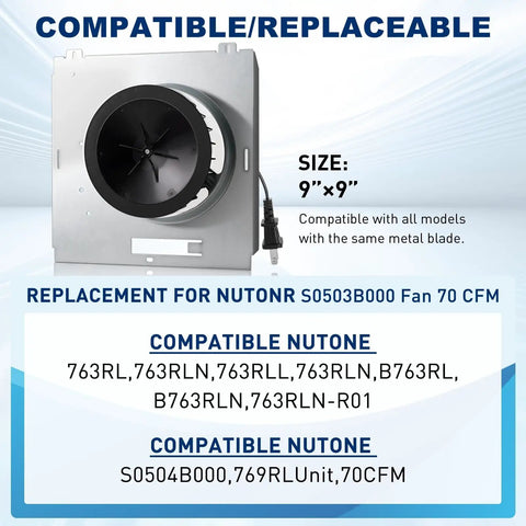 Upgraded 70 CFM Nutone Bathroom Fan Motor Assembly For 763RL Series 763RLN B 763RLL 769RL A 763RLN R01 S0503B000