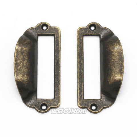 16 Pack Zinc Alloy Antique Bronze Label Frame Drawer Pulls For Drawers And Cabinets Vintage Industrial Style Handle