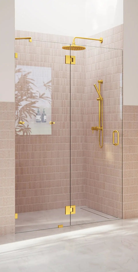 Frameless Shower Door Hinge With Enduroshield Glass Coating For 78 Inch Glass Enclosures In Polished Brass Finish Durable Hinges For Modern Shower Installations High Compatibility And Easy Maintenance, polished brass glass shower door