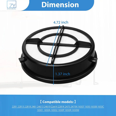Two Pack Pet Hair Eraser Filters For Upright Vacuums Compatible With Bissell 1650 2281 2475 2461 Series Dimension View