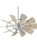 Killer Windmill Wagon Wheel Ceiling Fan, 72 Inch with galvanized metal finish and weathered oak blades.