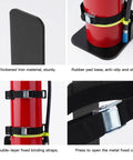 Heavy Duty Vehicle Fire Extinguisher Mount Bracket with Sturdy Steel Frame, Quick Release Snap, Adjustable Nylon Straps close-up
