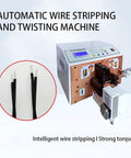 Smart Automatic Wire Stripper Machine With Intelligent Cable Twister And Copper Stripper Cutter, showing control panel and wire stripping setup.