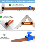 Adjustable Stair Tread Template Tool Kit With Pro Grade Gauge And Jig 7.67 To 49 Inch Length, showing adjustable measurements.