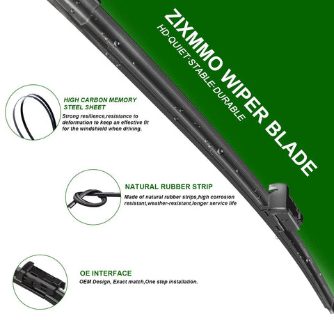 Top Notch All Weather Wiper Blades Replacement for Audi A6 A7 S6 S7 2012-2018, showing durable rubber blade features