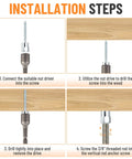 Installation guide for Three Eighths Inch Vertical Rod Anchor Screws For Wood with galvanized carbon steel, silver finish