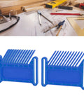 Adjustable Woodworking Featherboard Safety Holder for Table Saw Router Table and Bandmill Stackable Fence Guide with Miter Tslot matches any track, two blue clamps.