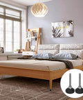 Heavy Duty Adjustable Leveling Feet Set, D30 X M6 X 50 Mm Swivel Furniture Glides under wooden bed in modern bedroom.