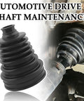 Universal CV Joint Boot Kit with waterproof and dustproof seal shown installed on car axle and close-up view of CV boot