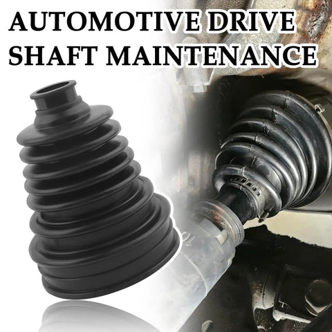 Universal CV Joint Boot Kit with waterproof and dustproof seal shown installed on car axle and close-up view of CV boot