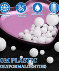 Fifty Piece 12mm Pom Plastic Bearing Balls Built For Slick Performance And Zero Friction Glide To Make Drawer Repairs A Cinch While Keeping Heavy Loads Rolling Smoothly in a heart-shaped tray.