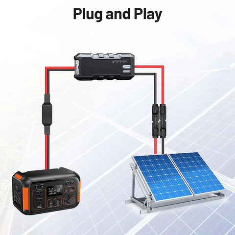Heavy Duty 12 AWG Extension Cable With Anderson Powerpole Connectors For Portable Solar Generators Controllers And Battery DIY Projects 30A Rated UV And Temperature Resistant 3.3 Ft Length connecting solar panel and power station
