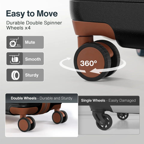 360-degree spinner wheels on 3 piece polycarbonate luggage set