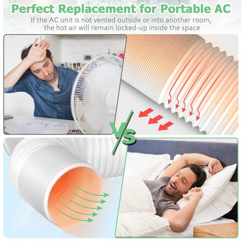 Flexible 5.9 Inch Diameter 80 Inch Length Universal Counter Clockwise AC Exhaust Vent Hose For Portable Units, lifestyle use