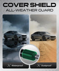 Cover Shield All-Weather Guard with waterproof and dustproof protection showcased on vehicles in different environments.