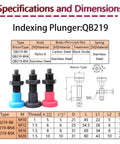 Dead On Accurate Rock Solid Grip Slick Stainless M10 To M20 Spring Loaded Indexing Plunger With Locking Nut specifications chart.