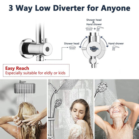 Diagram of 8 Inch Rainfall Shower Head With High Pressure Handheld Spray, Drill Free Slide Bar And Adjustable Extension Arm For Easy Reach