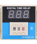 LED Digital Display Adjustable Cycle Time Relay Delay Control Module For Industrial Automation Systems DC 12V High Reliability Wide Delay Range Anti Interference Digital Time Setting Flexible Control Mode, front view ATS48A-20